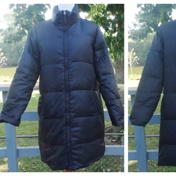 EILEEN FISHER Large Weather Resistant Long Reversible Down Coat Parka - Picture 2 of 7